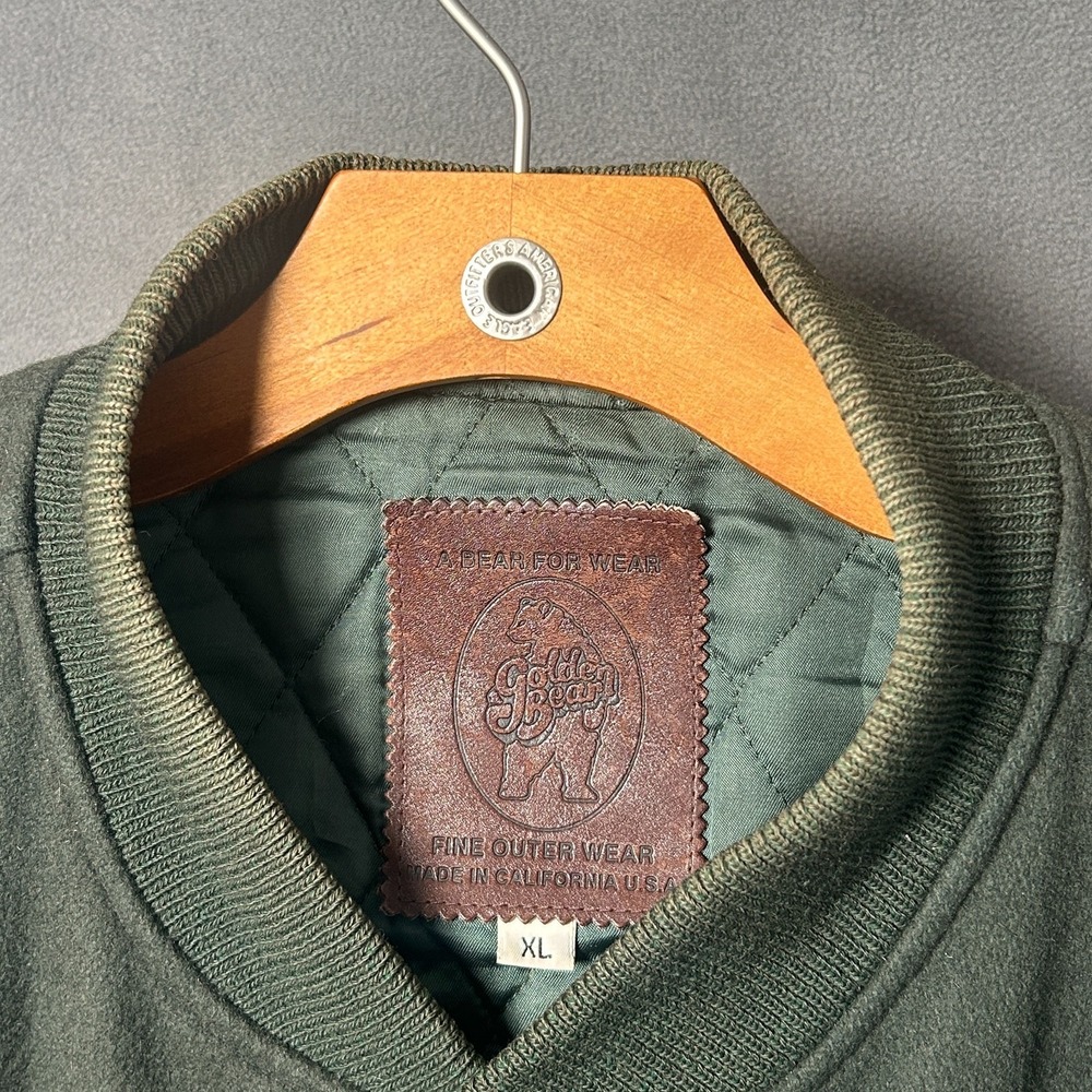 Vtg Golden Bear Pixar Green Leather Varsity Jacket Men's XL Wool Made in USA - Picture 4 of 13
